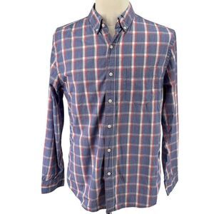 Hawker Rye Men’s Stretch Button-Down Shirt – Blue, Red & White Plaid Sz L EUC